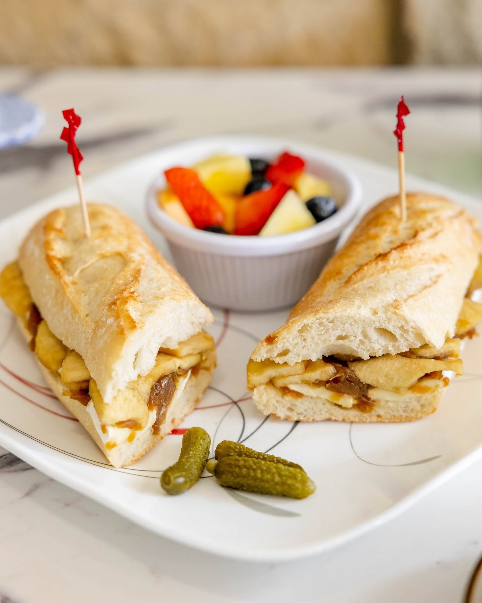 Brie and apple baguette sandwich
