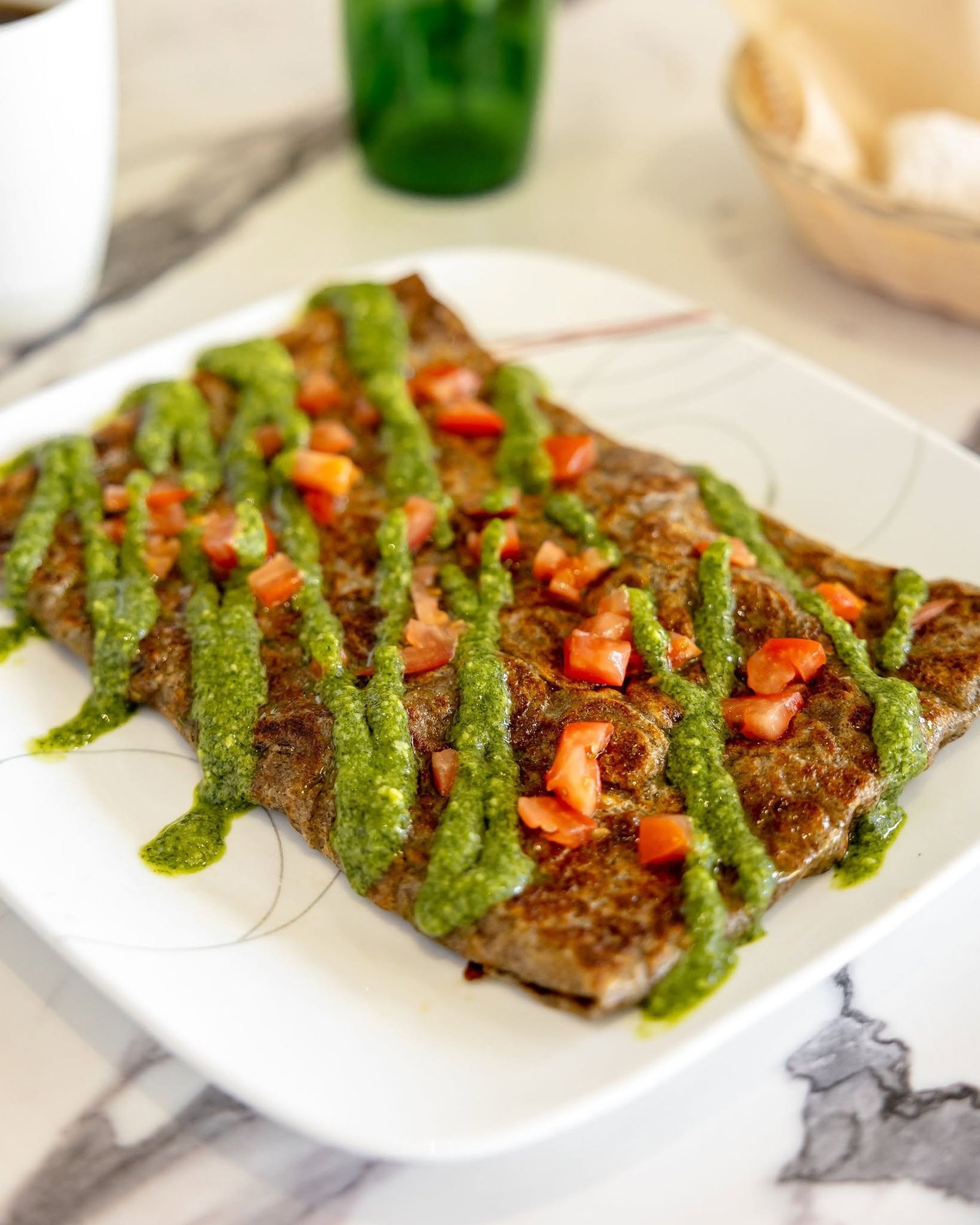 Pesto galette close up